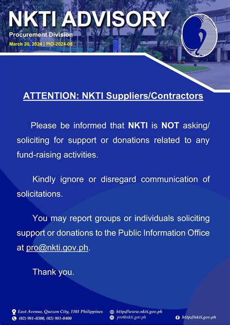NKTI ADVISORY: .